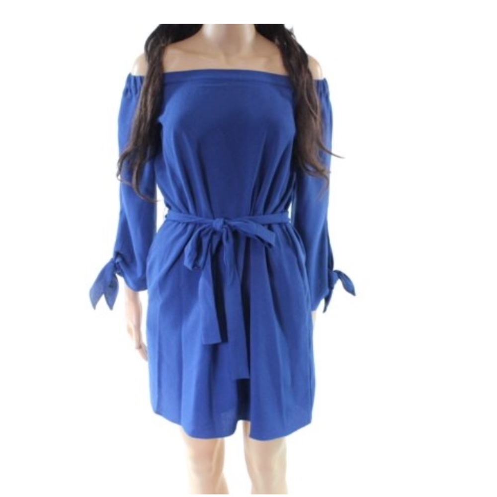 Off the shoulder blue dress